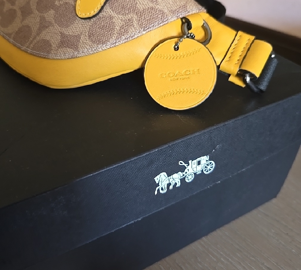 Coach Yellow and Black Logo Belt Bag - Picture 3 of 15